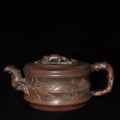 家藏 紫砂泰斗 朱可心 竹节 675cc 老紫泥