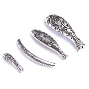 Tibetan silver pipe fish Tibetan silver accessories material DIY handmade Tibetan silver jewelry bracelets accessory equipped with beads