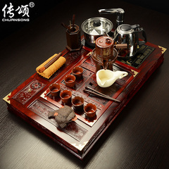 传颂 整套红酸枝茶具套装特价 功夫茶具家用紫砂茶具四合一电热炉