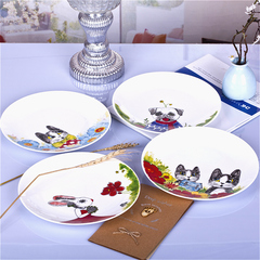 西餐盘创意骨瓷餐具菜盘子家用陶瓷器卡通猫可爱早餐水果牛排盘子
