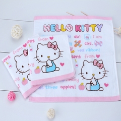 Hello Kitty正品卡通纯棉纱布无捻白色印花方巾儿童小毛巾柔软