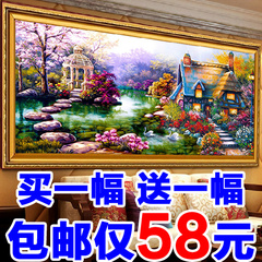 新款5D钻石画魔方钻圆钻欧式花园小屋点贴钻十字绣客厅大幅钻石绣