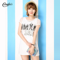 拉夏贝尔 2015夏新品 猎豹字母印花 T恤30005760