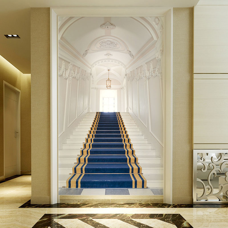 简约仿真楼梯壁画3d立体拓展空间墙纸墙布玄关过道走廊背景墙壁纸