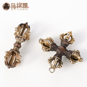 Handcrafted copper gilt silver small vajra back talisman pendant pendants beads of Bodhi beads accessories