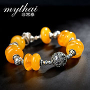 Thai natural amber vintage design bracelet s925 silver amber bracelet birthday gift