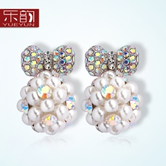 Music for new Korea temperament sweet hypoallergenic jewelry rhinestone earrings fashion earrings women''s Japan-Korea earrings