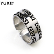 YUKI men Thai silver cross ring ring ring ring finger index finger ring Korean version of the hipster character designs