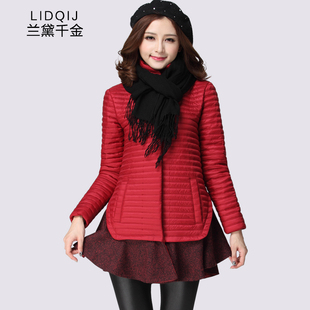 lidqij旗舰店2016新款加肥加大码女装 胖mm春装韩版胖妹妹显瘦棉衣棉服外套