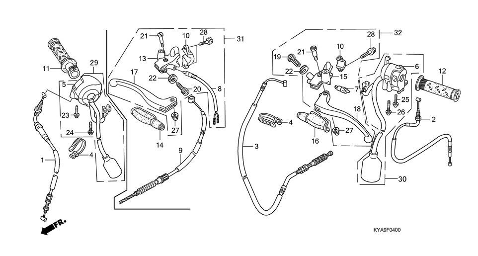 五羊本田纯正零配件彪影wh1503f04方向开关操纵钢索其他摩托车用品