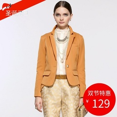 HONB/红贝缇英伦秋季女装OL风格一粒扣短款修身小西装外套W33047