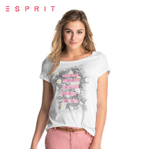 【折】ESPRIT 女士休闲时尚印花圆领短袖T恤-045EE1K059吊牌价169