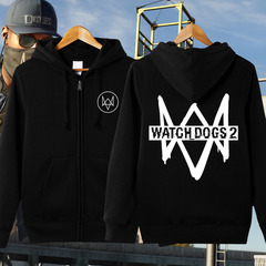 红韩Watch Dogs 2 看门狗2拉链连帽卫衣厚宽加绒游戏周边秋冬外套