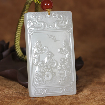 【和玉盛世】 新疆和田玉 山料白玉 五福临门 玉牌 138克