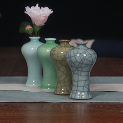 新品 龙泉青瓷迷你小花瓶花器陶瓷创意花插瓷器摆件家居台面装饰