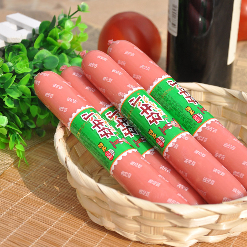 波尼亚猪肉火腿肠 方便面搭档伴侣 香肠休闲零食 小牛仔118g*8