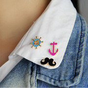 Cool na Japanese and Korean jewelry stylish beard anchor brooch flower collar lapel pin female 9050