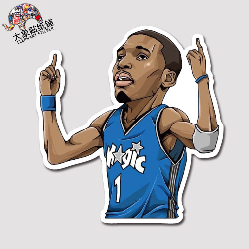 麦迪mcgrady贴纸nba贴纸篮球球星贴纸行李箱贴纸魔术队防水贴纸