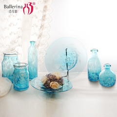 百花园现代欧式彩色玻璃花瓶 家居装饰创意摆件插花琉璃礼品花器