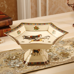 欧式奢华高档陶瓷茶几水果盘零食盘盘子创意客厅家居摆件装饰品