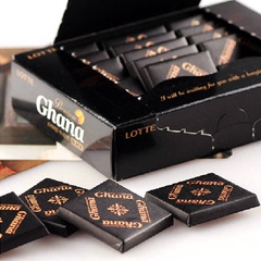 韩国进口巧克力乐天黑加纳巧克力儿童零食黑巧克力礼盒装18枚入