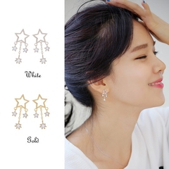 新款韩版气质时尚镂空 星星闪钻流苏优雅气质耳针防过敏耳环耳夹