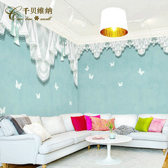 千贝3d韩式蕾丝公主房主题壁纸 可爱温馨女孩房婚房大型壁画墙纸