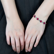 S925 silver Thailand Thailand technology fashion Joker red corundum Lady bracelet handmade original ladies jewelry