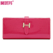 New female for 2015 long bi-fold leather wallet purse money change hands classic Velcro girl