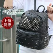 ZYA bag 2015 summer new rivet washed leather backpack bag soft leather casual Korean version flows travel bag