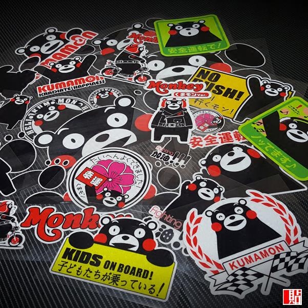 贴客部落 车贴 可爱熊本熊 KUMAMON 车窗贴 个性反光贴 贴纸 贴花