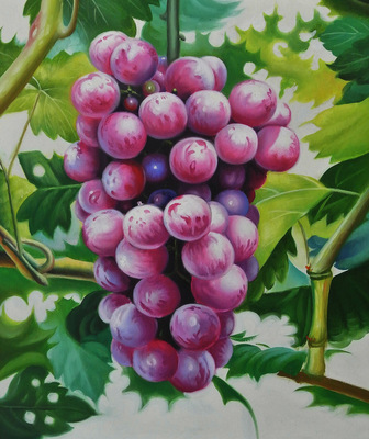 魏阜江《葡萄》布面油画