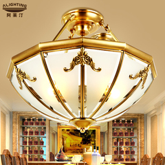 阿莱汀美式全铜吸顶灯欧式客厅吸顶灯led卧室灯餐厅灯具铜灯9002
