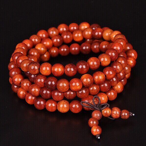 帝王血龙木珠108颗 佛珠手串手链檀木饰品本命年红色念珠礼品优惠券