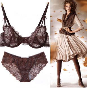 维多利亚性感超薄文胸套装蕾丝情趣透明的秘密内衣高档礼盒套装