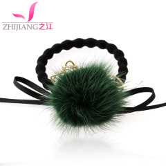 Plush mink River alloy hair Korea hair band hair rope ponytail, tiara highly elastic rubber band