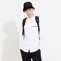 美特斯邦威2015秋装新款男牛津纺口袋刺绣长袖衬衫吊牌价169