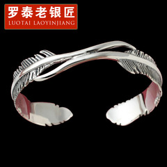 Chandos old silversmith retro opening Thai silver feather bracelet s925 silver men''s stylish send friends gifts