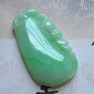 老坑冰糯种金丝阳绿福寿瓜吊坠 22.46g