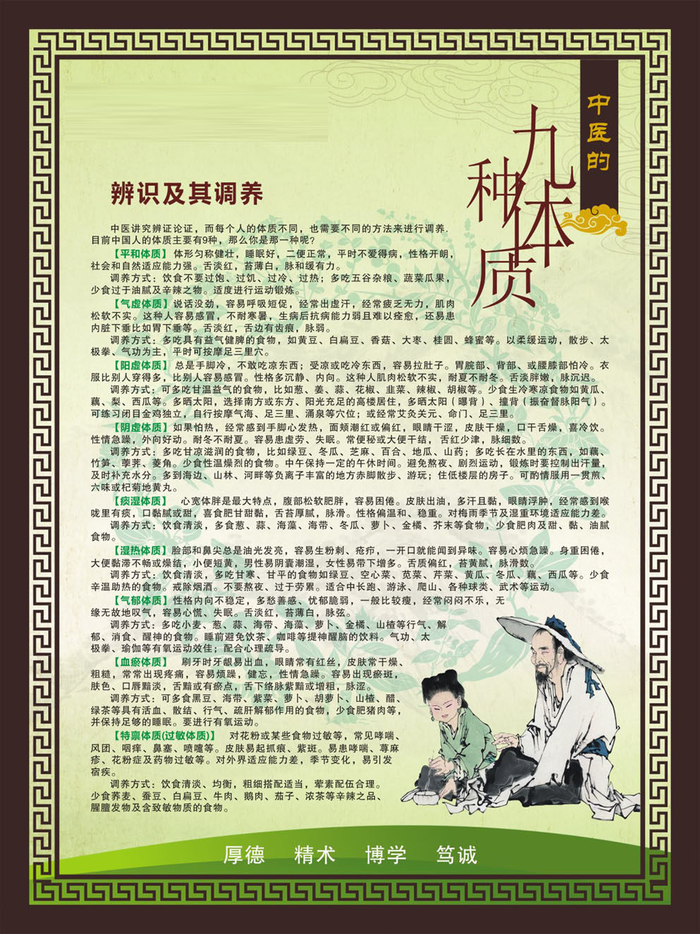 及其辨识质的体质九种海报中医医院喷绘写真写真