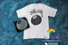 现货 Stussy 8 Ball Tee 新款 素描 做旧 八球 经典 情侣 短袖