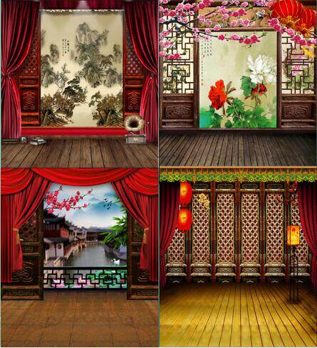 影楼古装背景布室内婚纱影棚主题摄影儿童古装照相背景布拍照pp纸