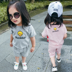 宝宝夏装1-2-3-4岁女童套装2016夏季童装女小童短袖T恤纯棉两件套