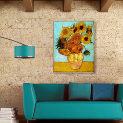 客厅装饰画现代简约有框画玄关壁画画餐厅挂画梵高向日葵油画