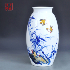 景德镇陶瓷花瓶花器摆件 名家手绘写意青花瓷器 现代插花台面装饰