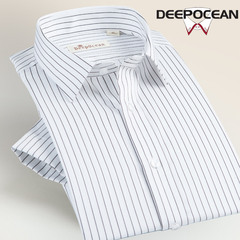 DeepOcean深海2016夏装新款纯棉短袖条纹衬衫免烫男士衬衣