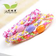 Bagen grass Korean hand-woven multi-colored Candy-colored rubber bands thick hair tie rope string seamless hair accessories