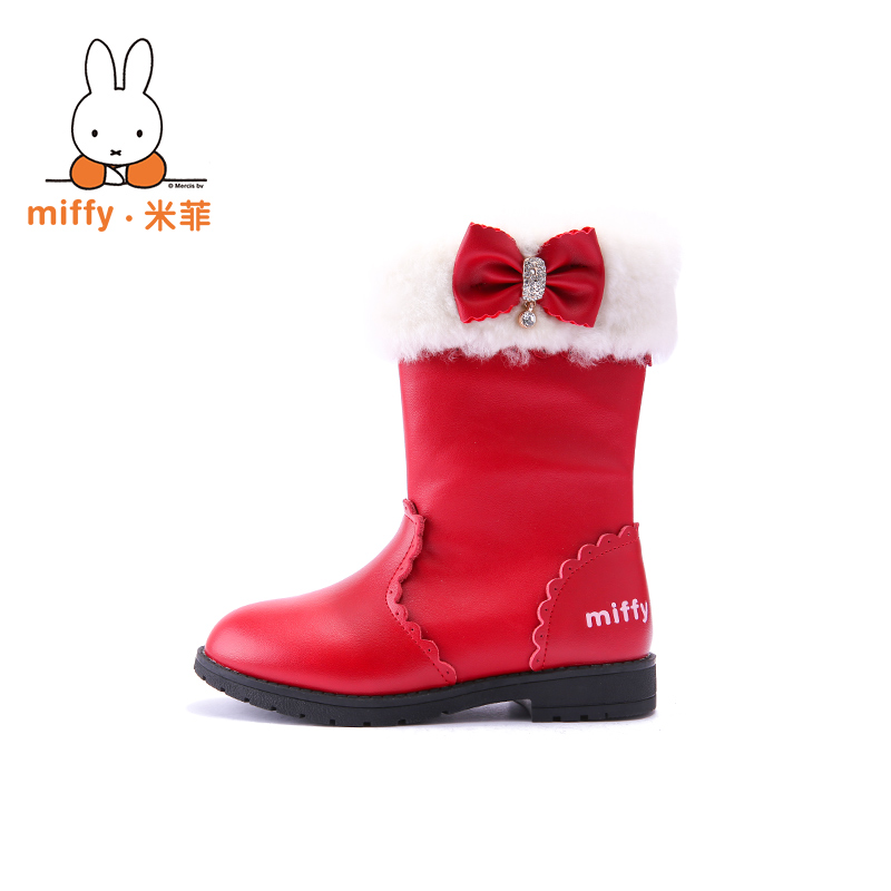 Miffy米菲女童鞋雪地鞋短靴2016新款冬季防水棉靴公主靴子69387产品展示图1
