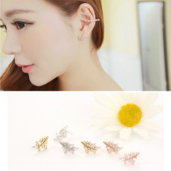 Email high quality Korean copper leaves of domestic non-pierced earrings ear studs earrings zircon ear bones clip