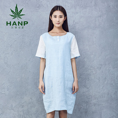 Hanp/汉麻世家纯麻圆领家居服连体 女士短袖睡衣